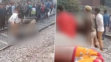 Kanpur Shocker: Vendor Loses Both Legs After Being Hit by Train While Collecting His Belongings Thrown on Tracks by Cops During Anti-Encroachment Drive (Watch Video)